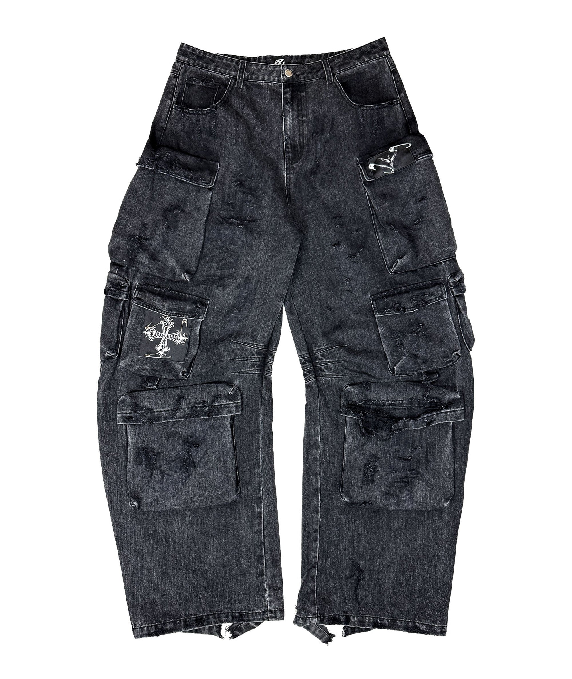 BLACK CARGO BIKER PANTS | UNISEX