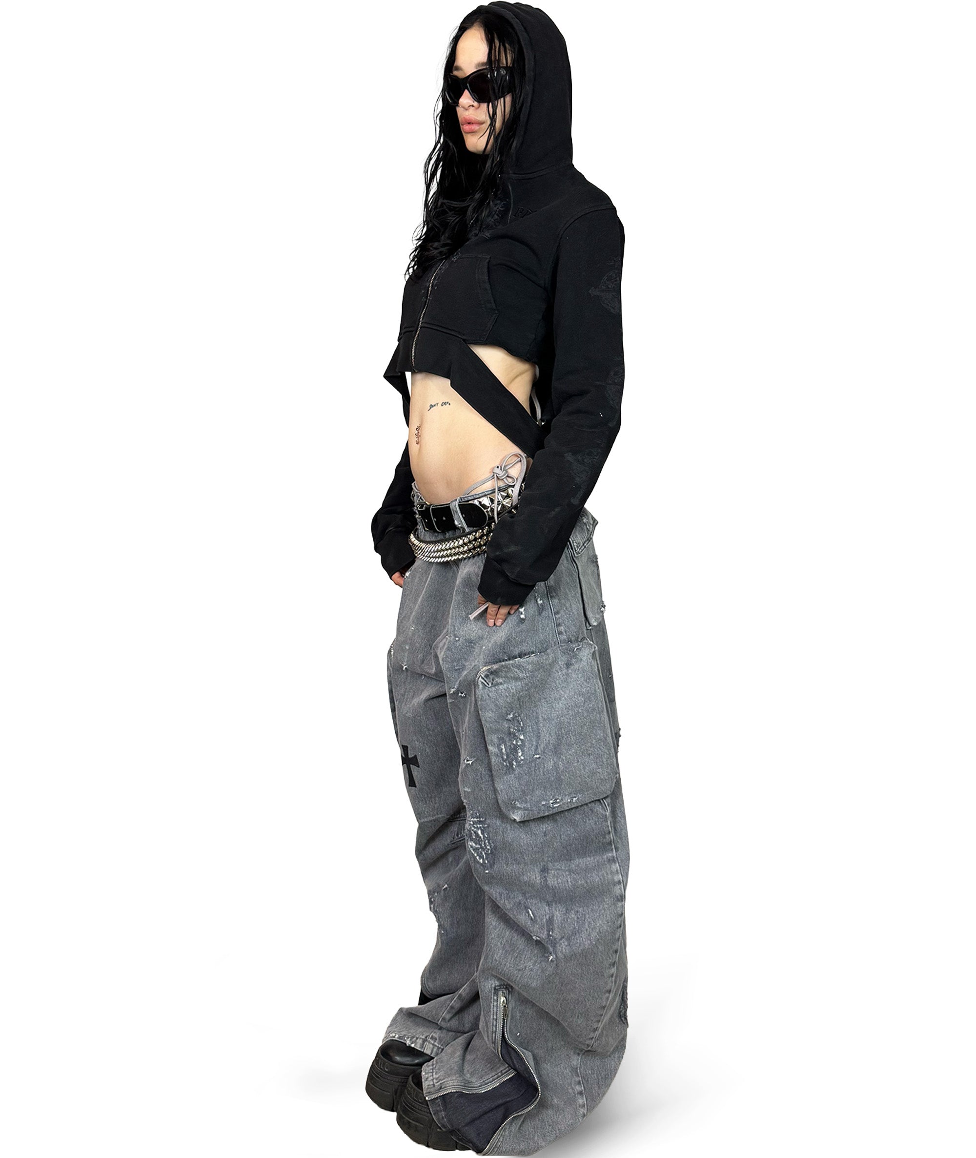 DEMIGOD - CROPPED ZIP-HOODIE (WASHED) | UNISEX