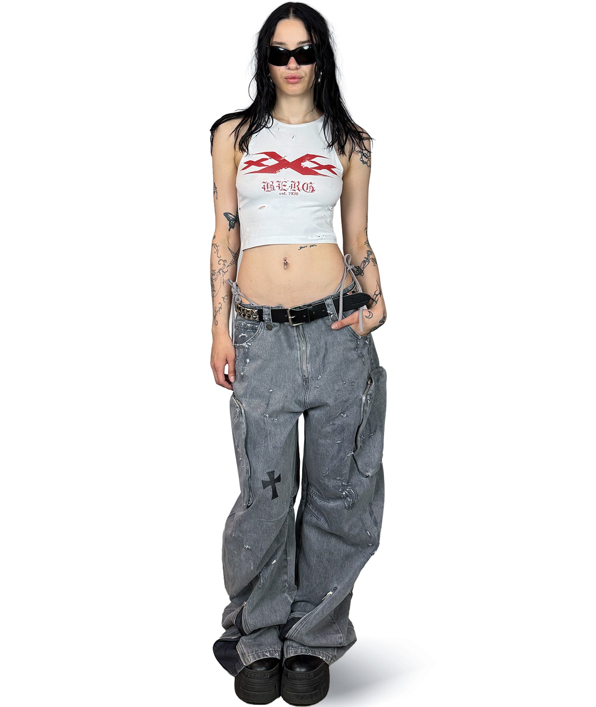 TRIPLE-X - DISTRESSED CROP TOP | UNISEX