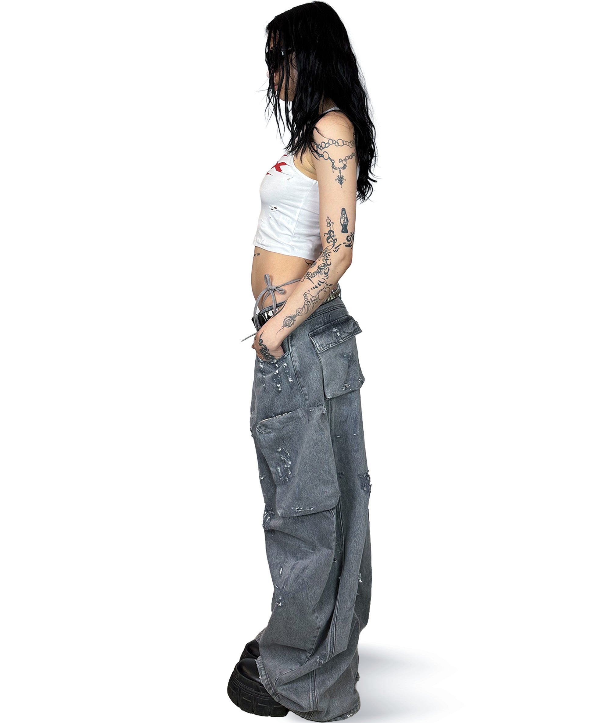 TRIPLE-X - DISTRESSED CROP TOP | UNISEX