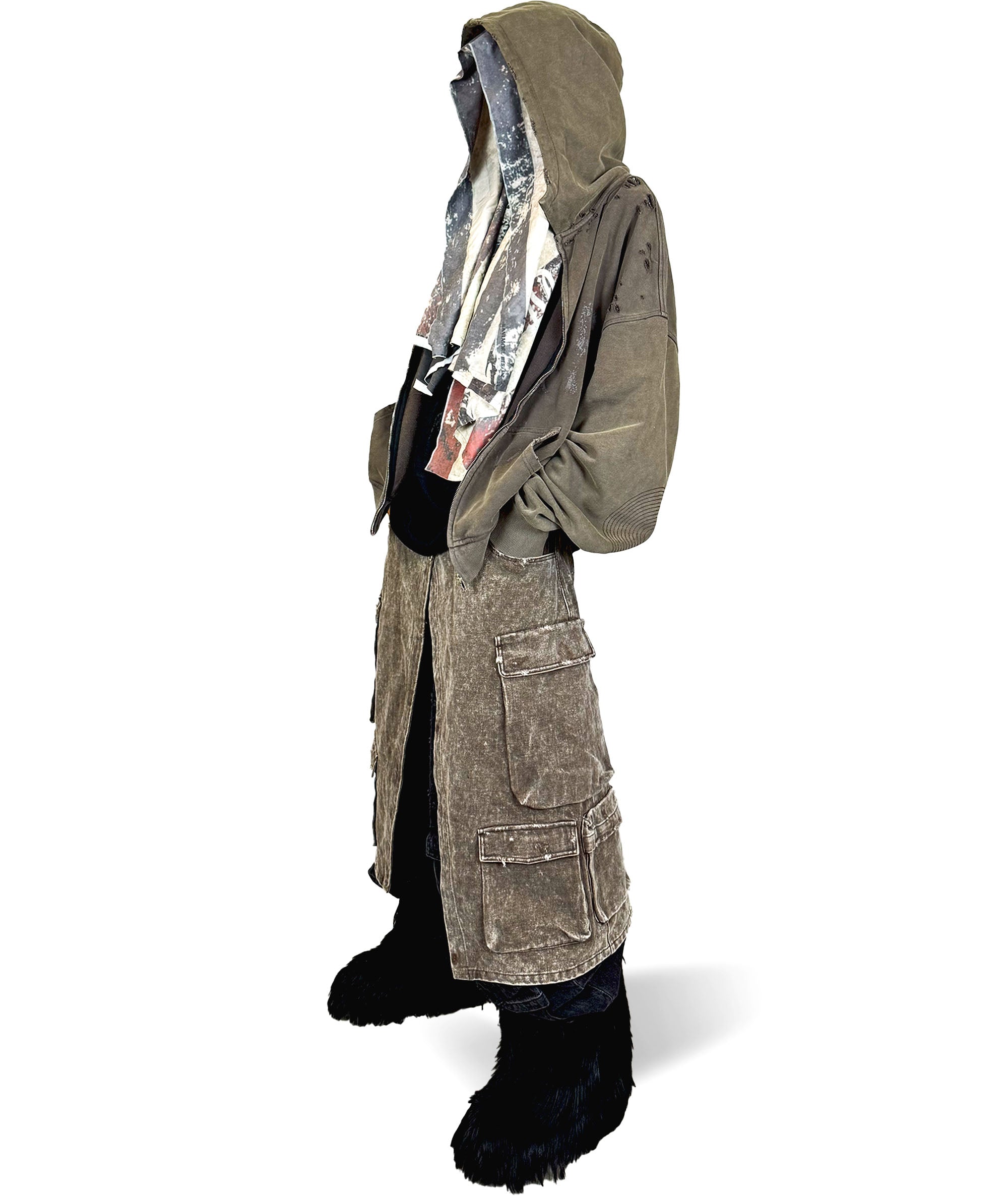 Mud Grey, Washed - ZIP HOODIE