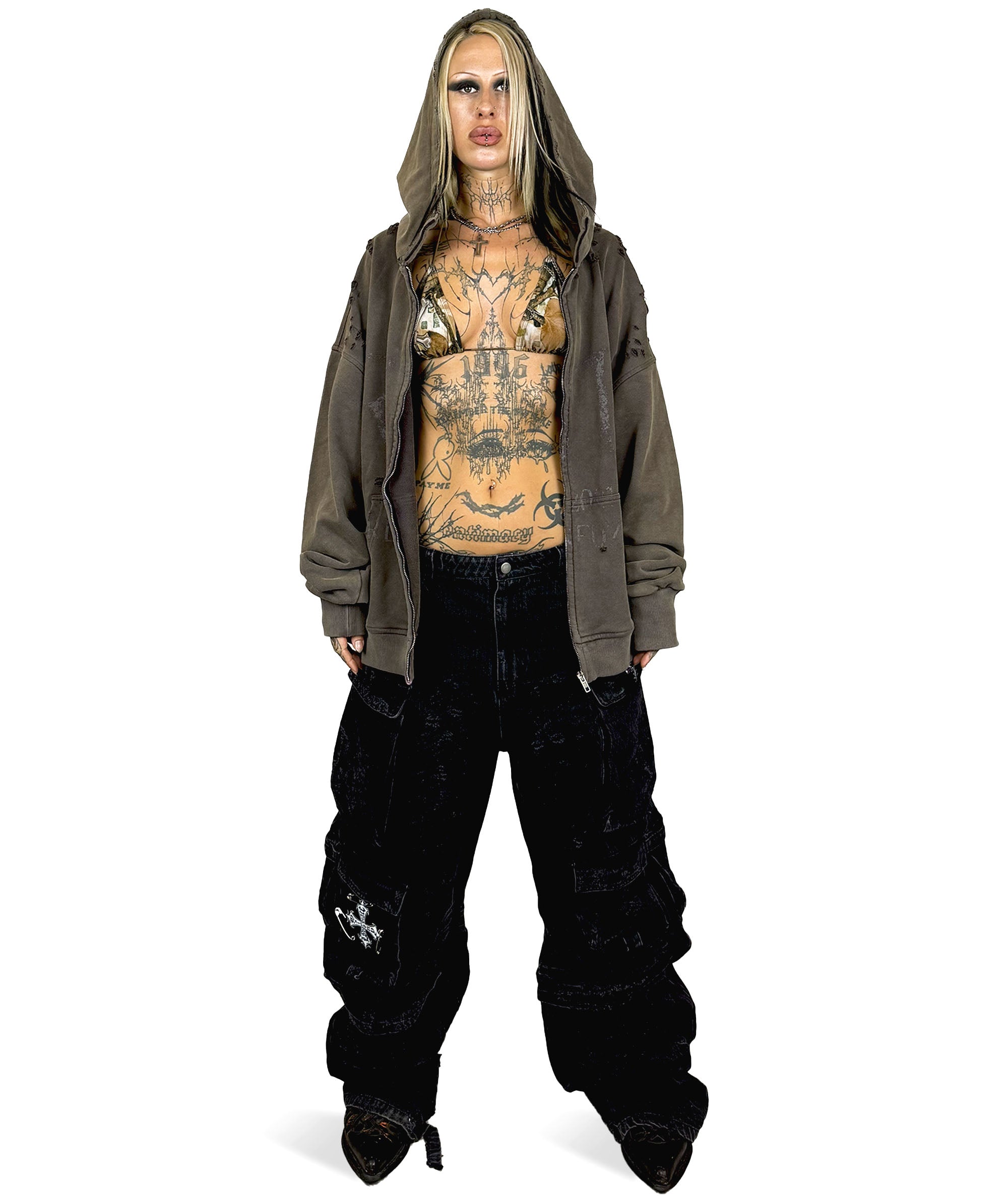 Mud Grey, Washed - ZIP HOODIE