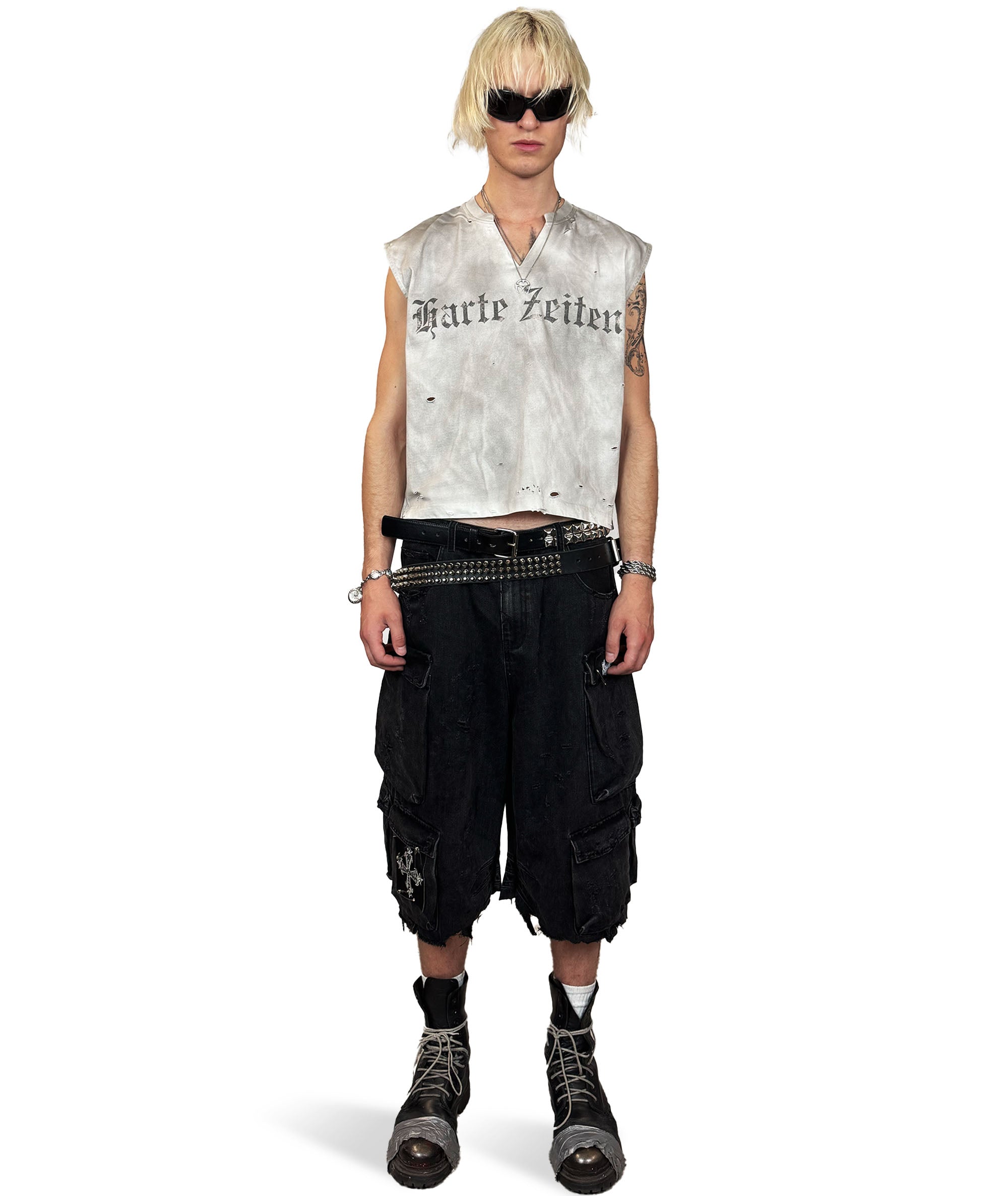 HARTE ZEITEN - V-NECK TANK-TOP WHITE | UNISEX
