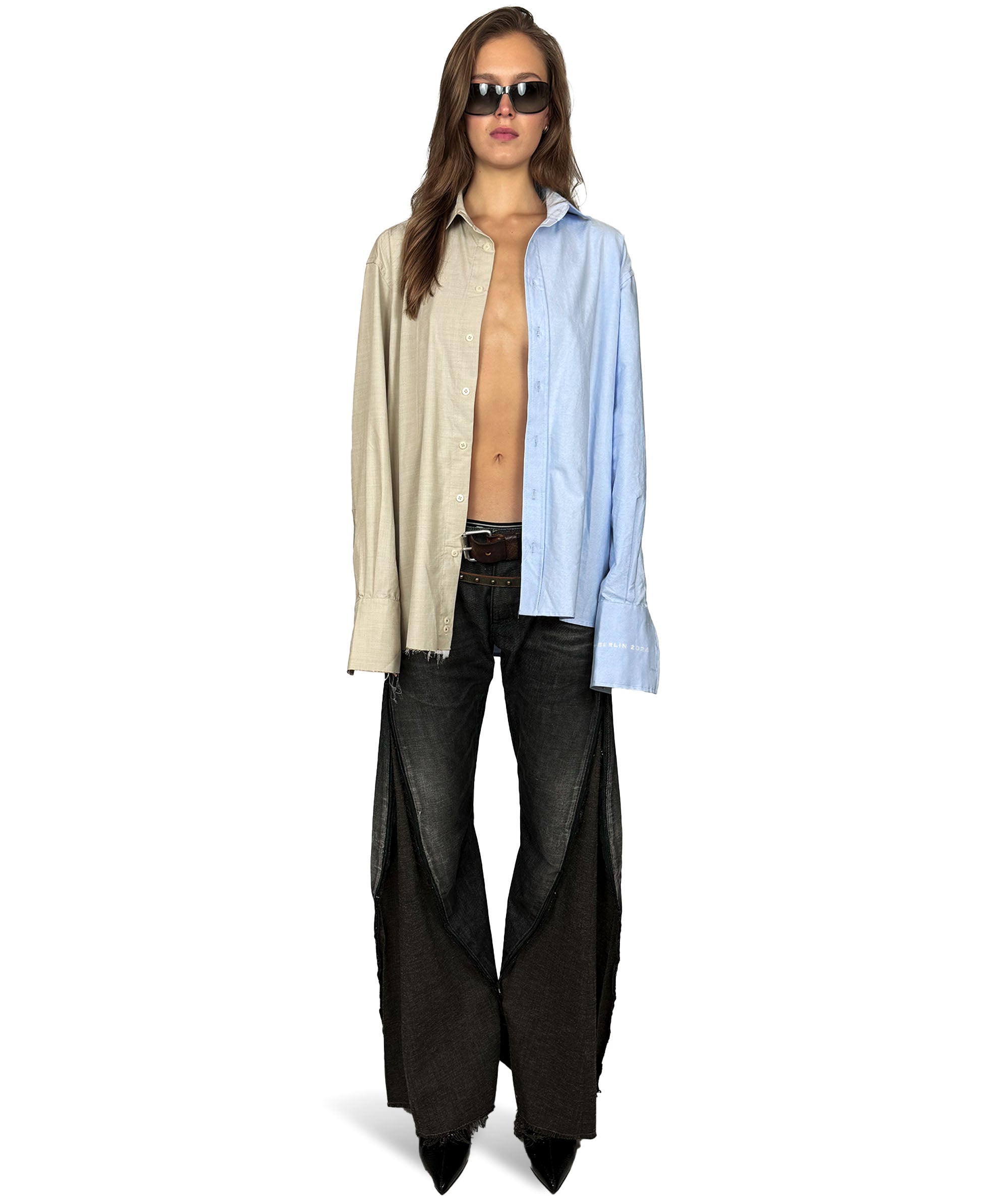 blue & beige BUTTON-UP SHIRT 
