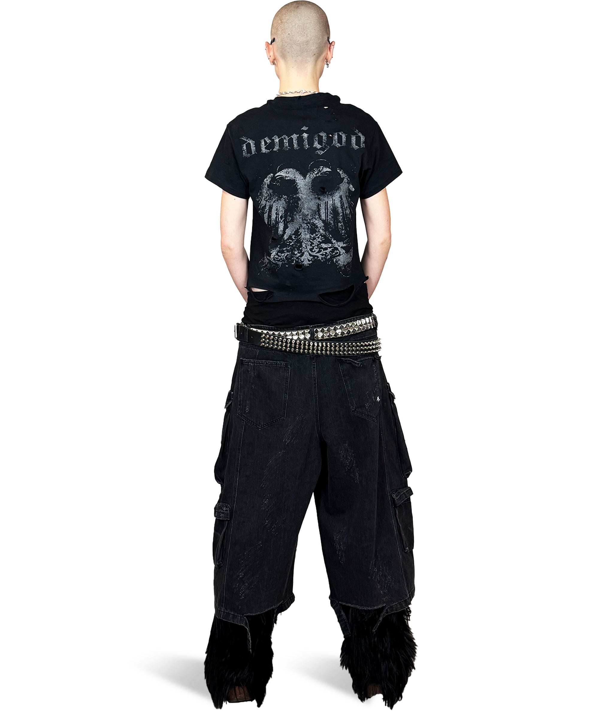 BLACK DISTRESSED EAGLE T-SHIRT