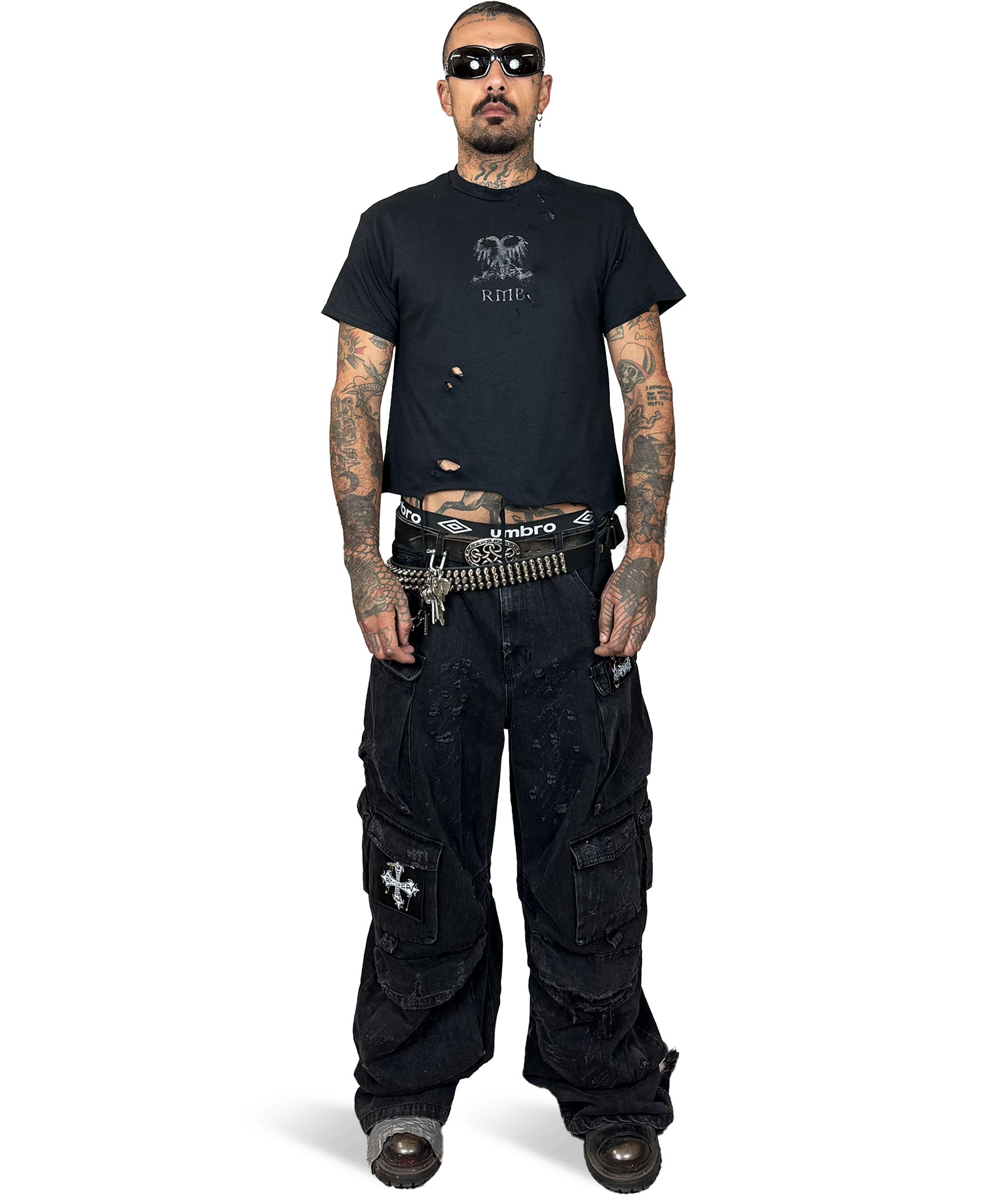 BLACK DISTRESSED EAGLE T-SHIRT