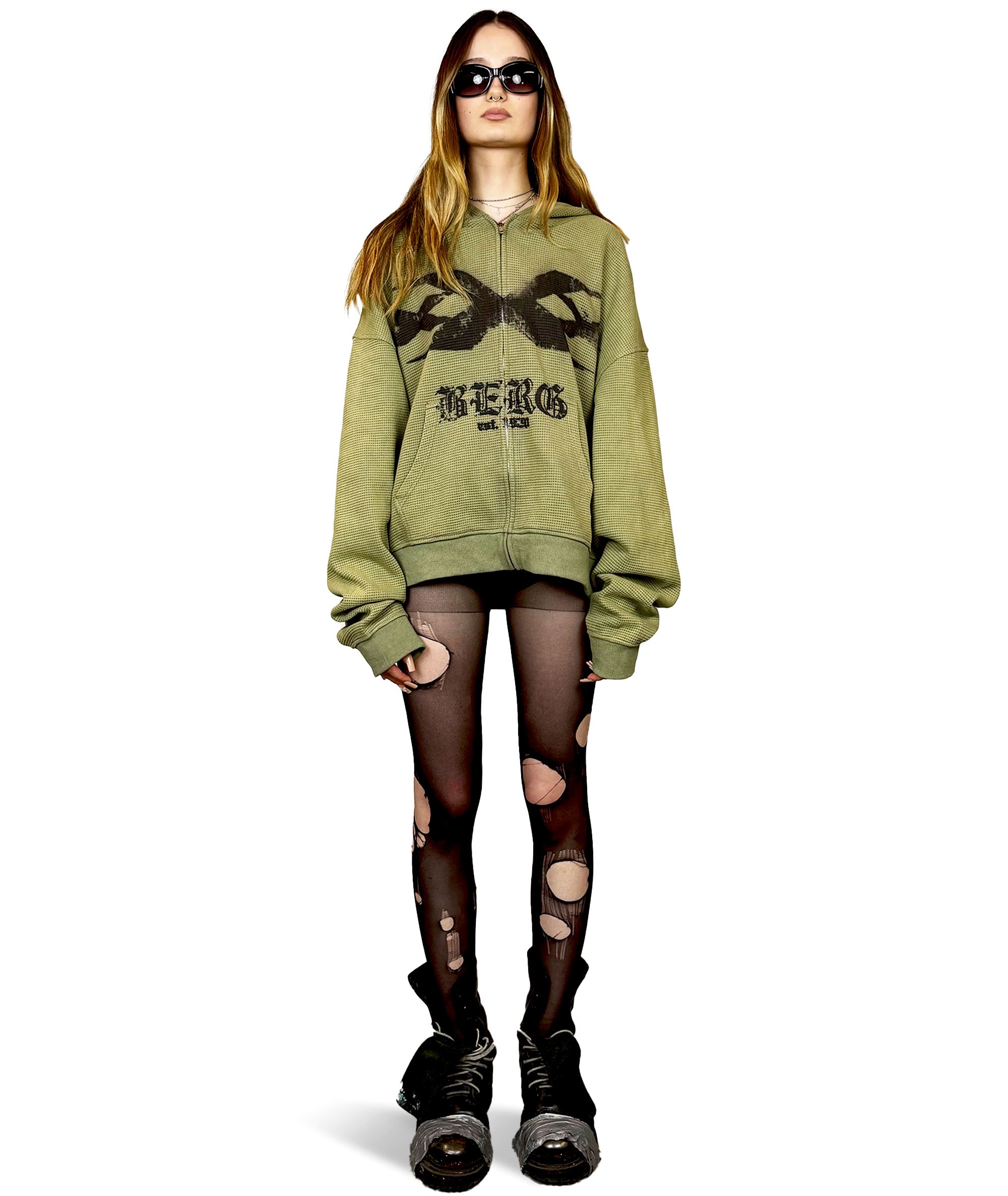 TRIPLE X-BERG - ZIP HOODIE | MILITARY GREEN, UNISEX
