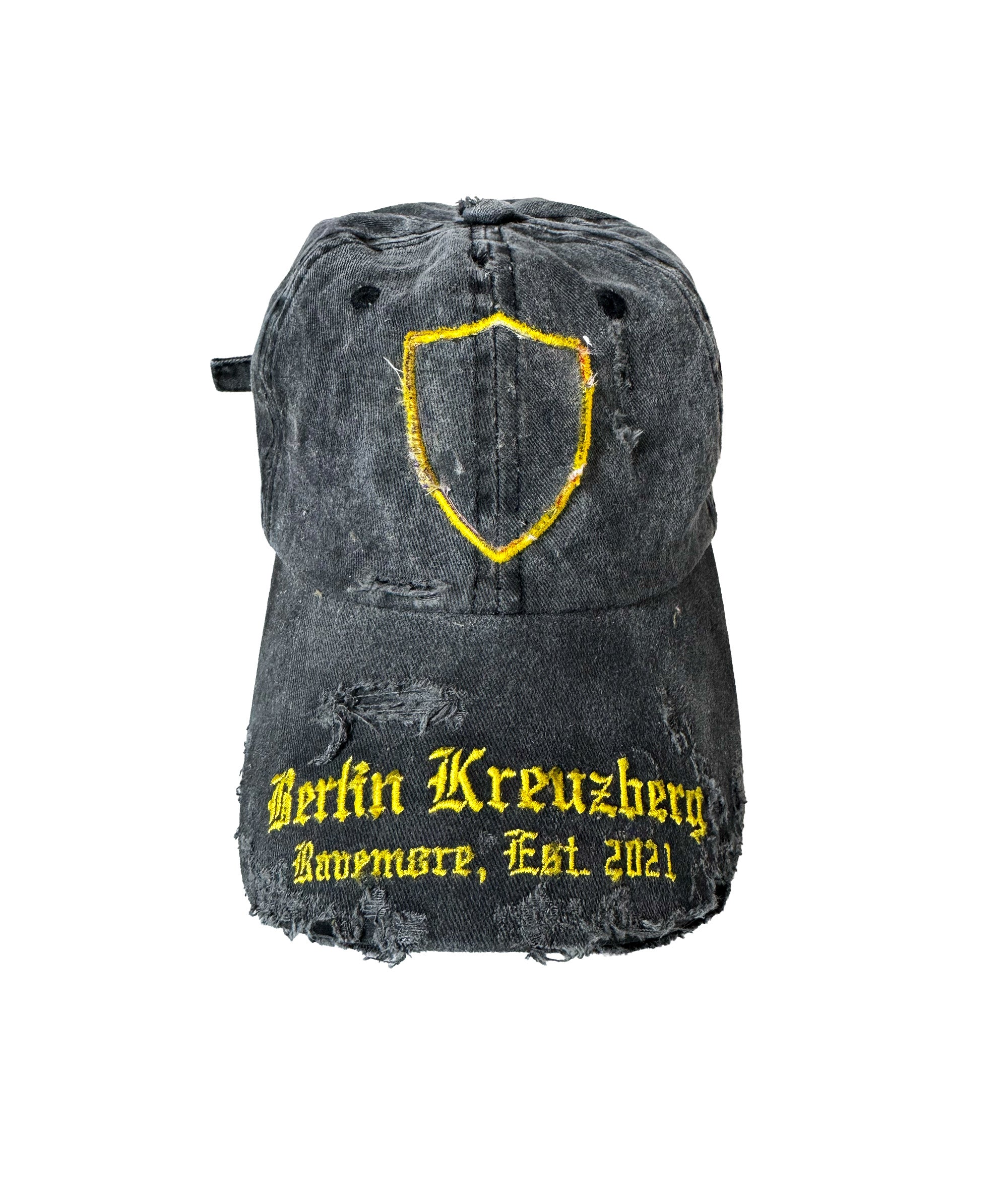 KREUZBERG - CAP - DISTRESSED, STONE WASHED - BLACK