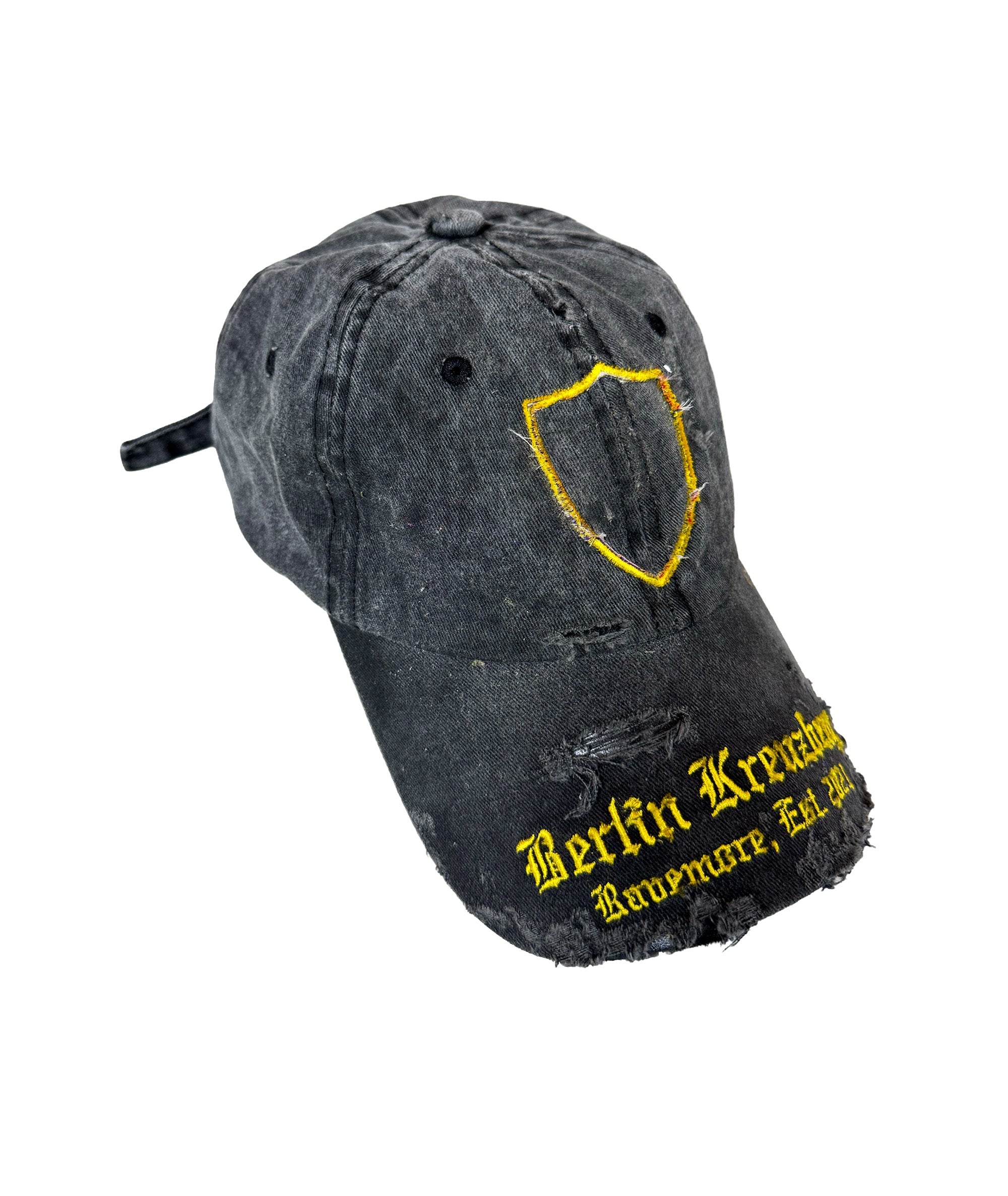KREUZBERG - CAP - DISTRESSED, STONE WASHED - BLACK
