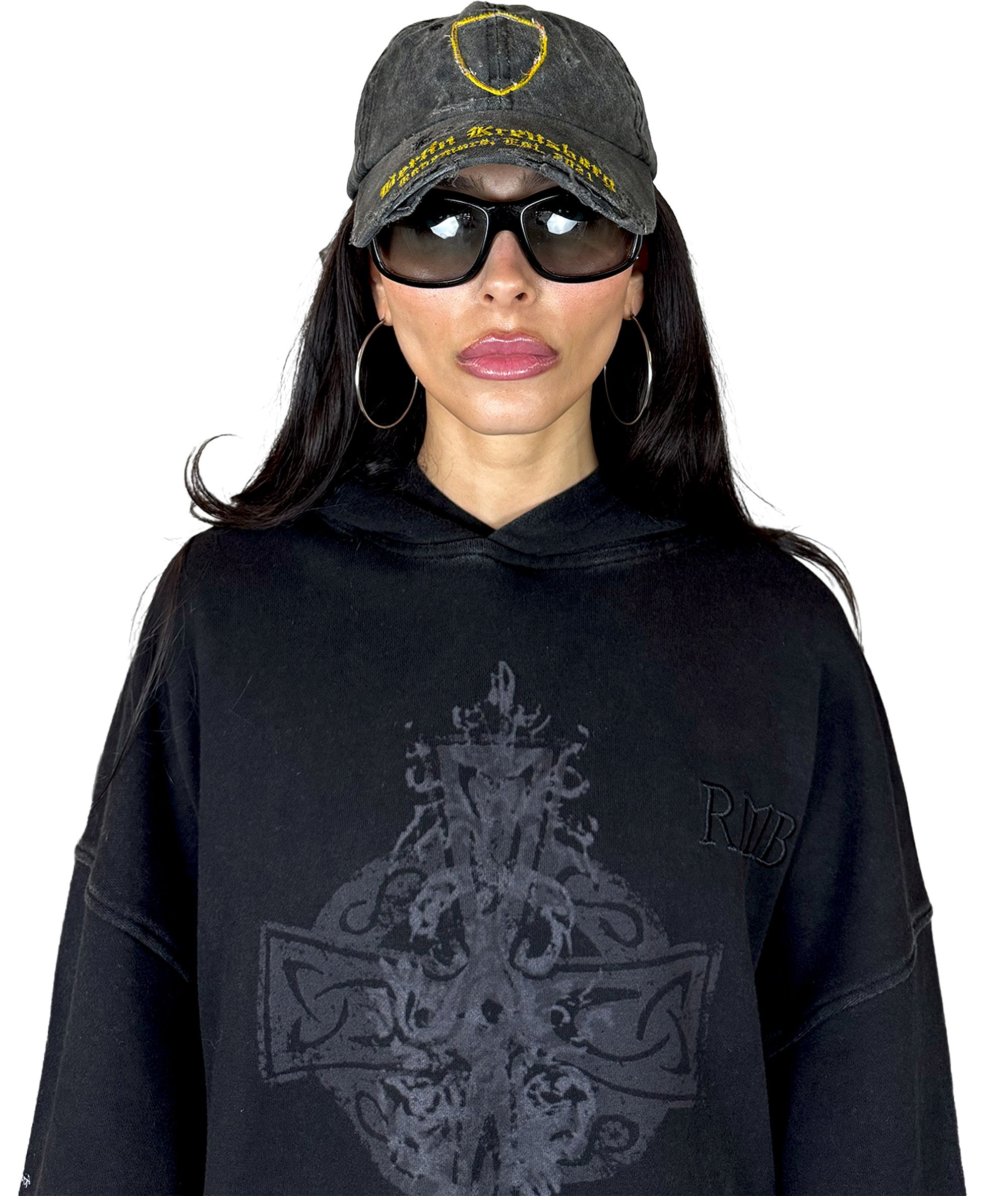 KREUZBERG - CAP - DISTRESSED, STONE WASHED - BLACK