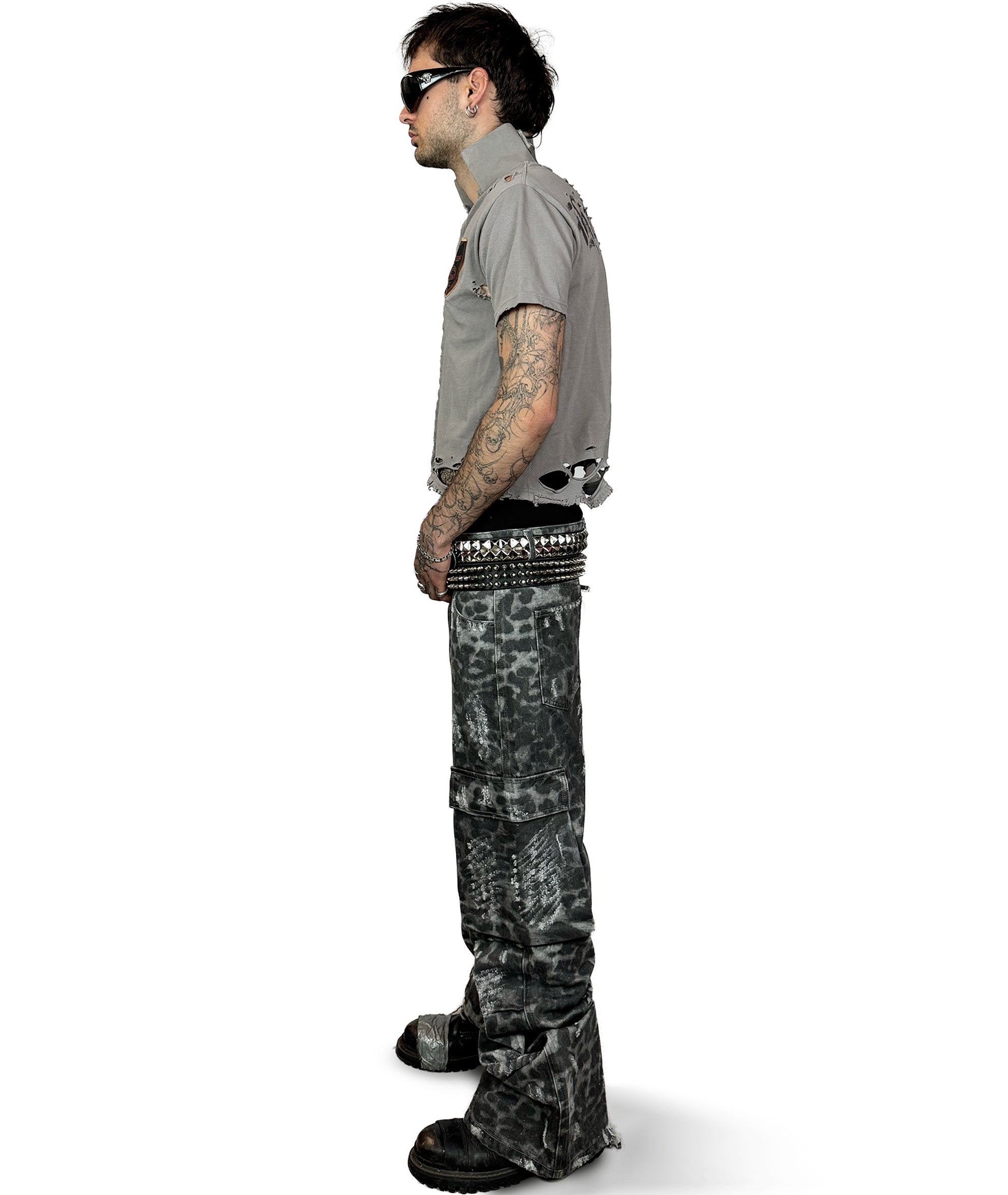 FLARED CHEETAH BIKER PANTS | UNISEX