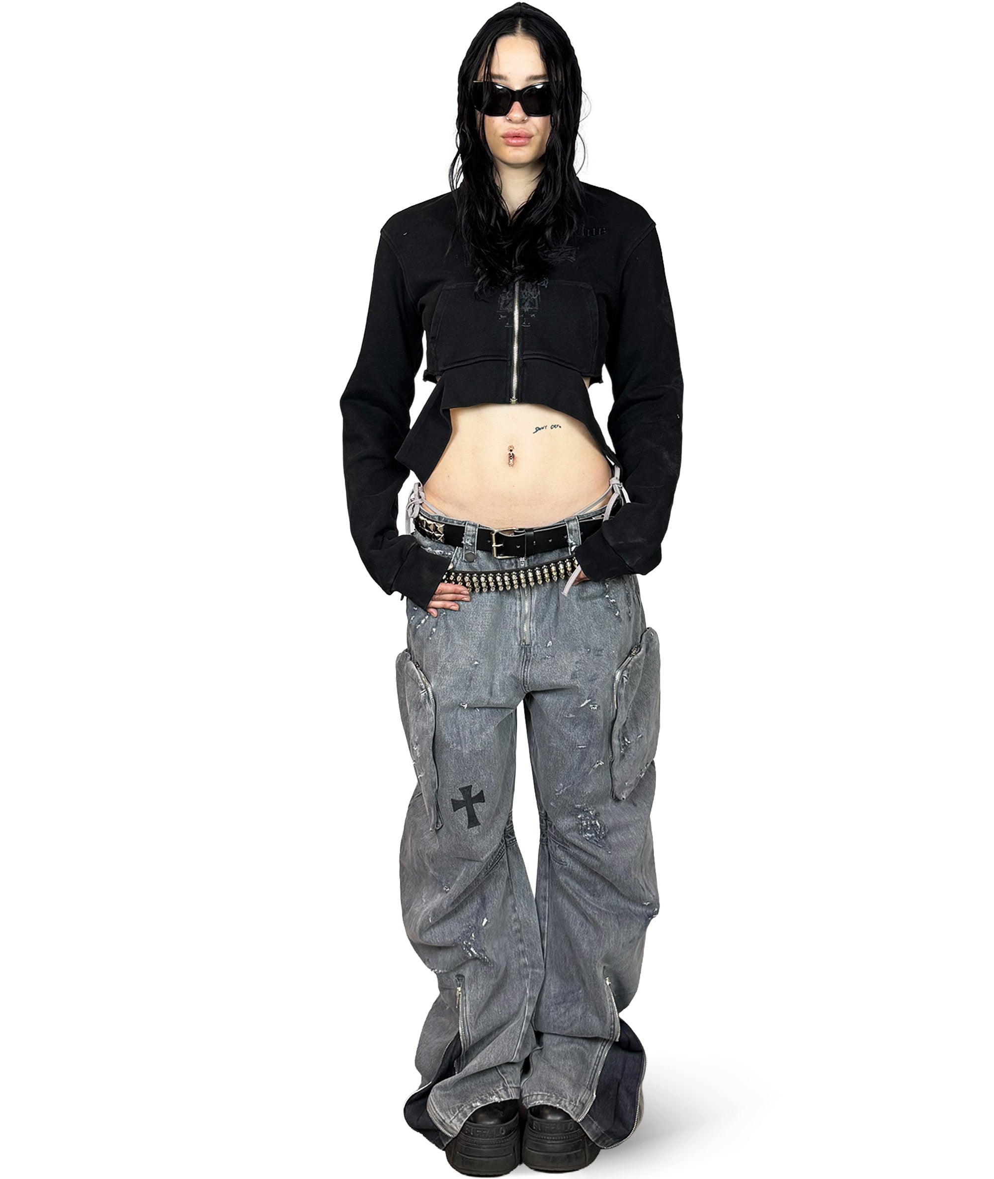 DEMIGOD -  CROPPED ZIP-HOODIE (WASHED) | UNISEX