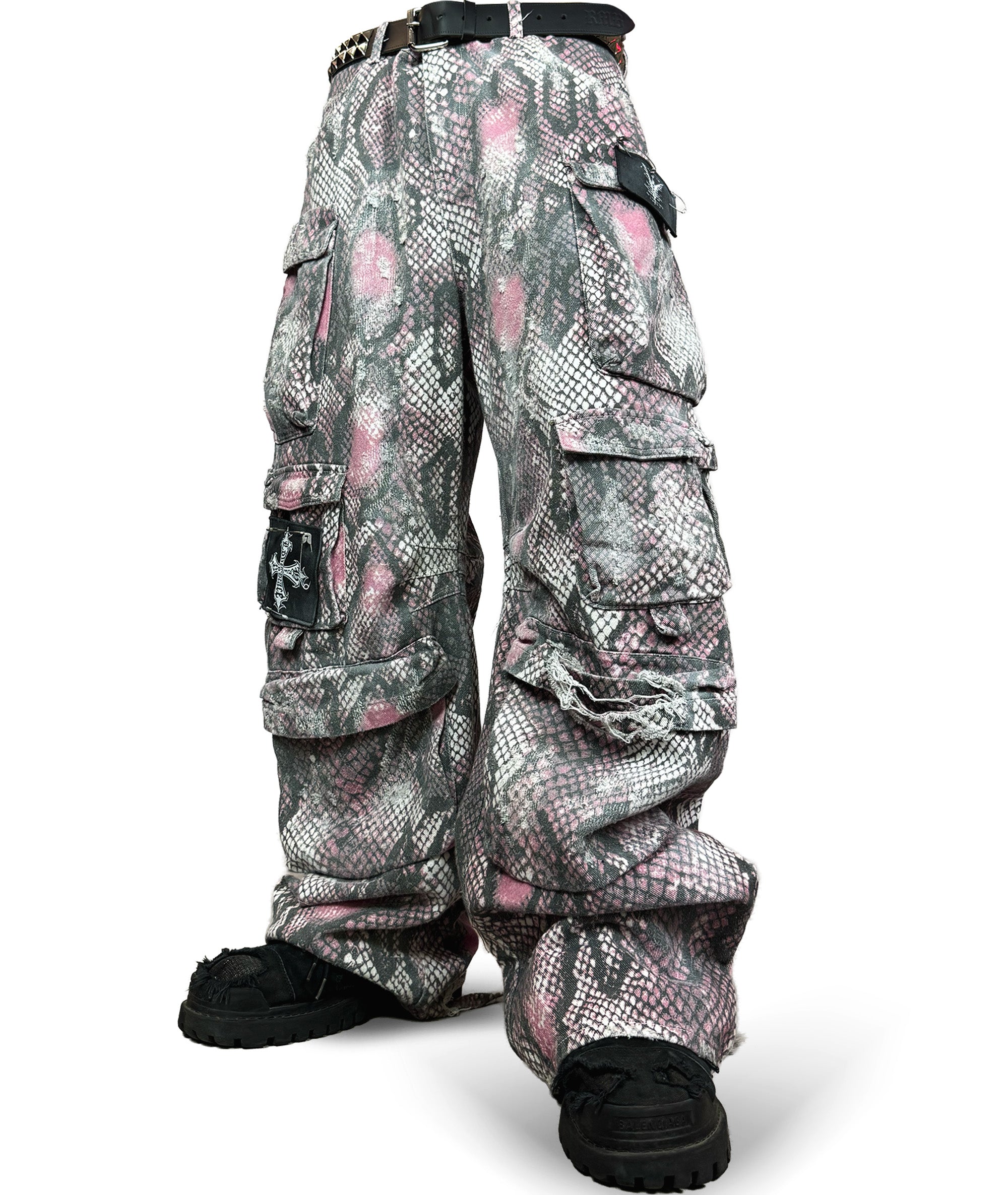 PINK PYTHON CARGO PANTS | UNISEX