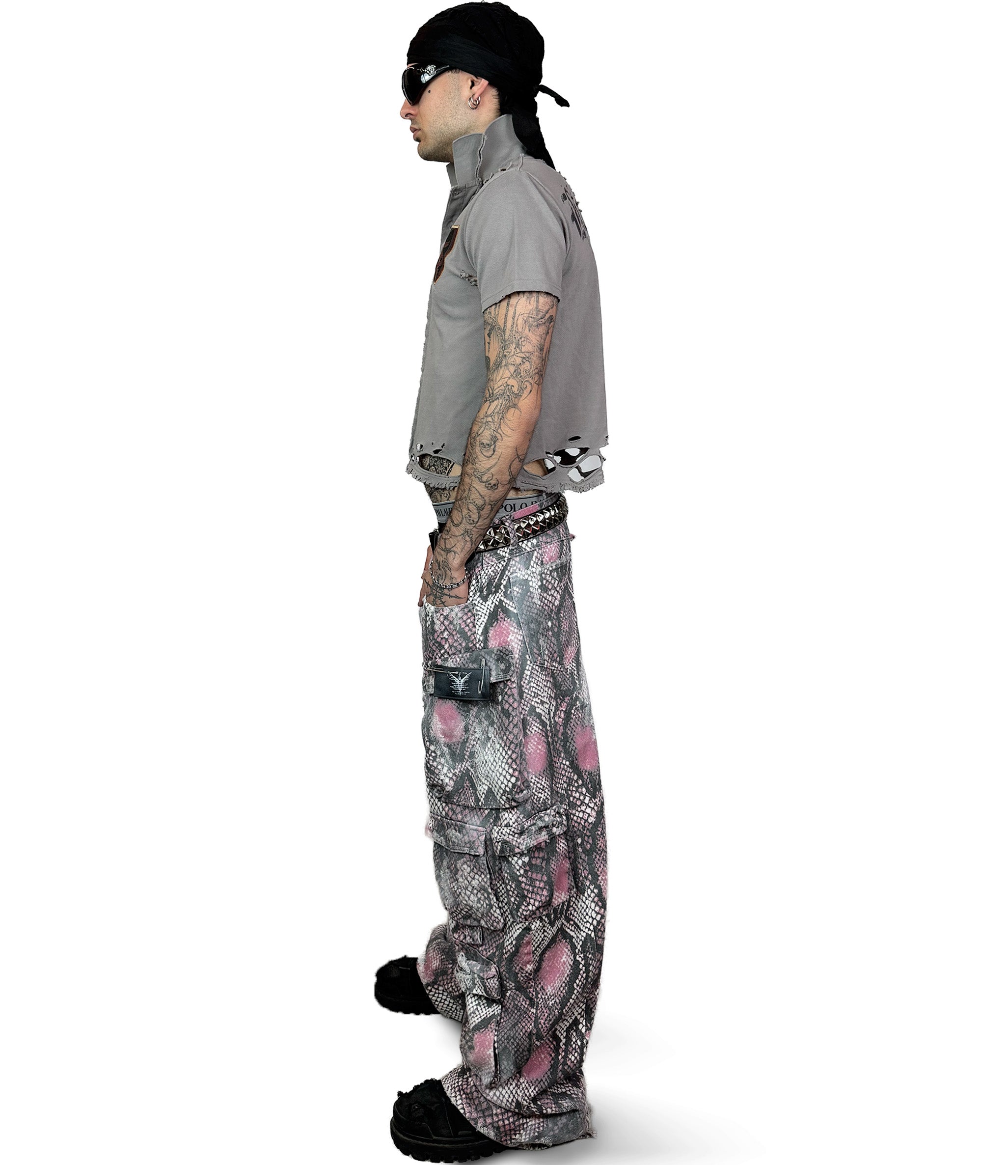 PINK PYTHON CARGO PANTS | UNISEX