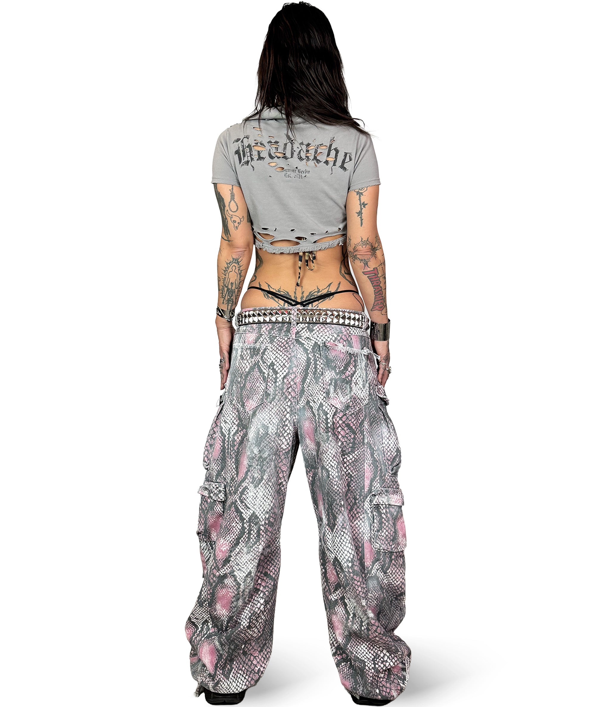 PINK PYTHON CARGO PANTS | UNISEX