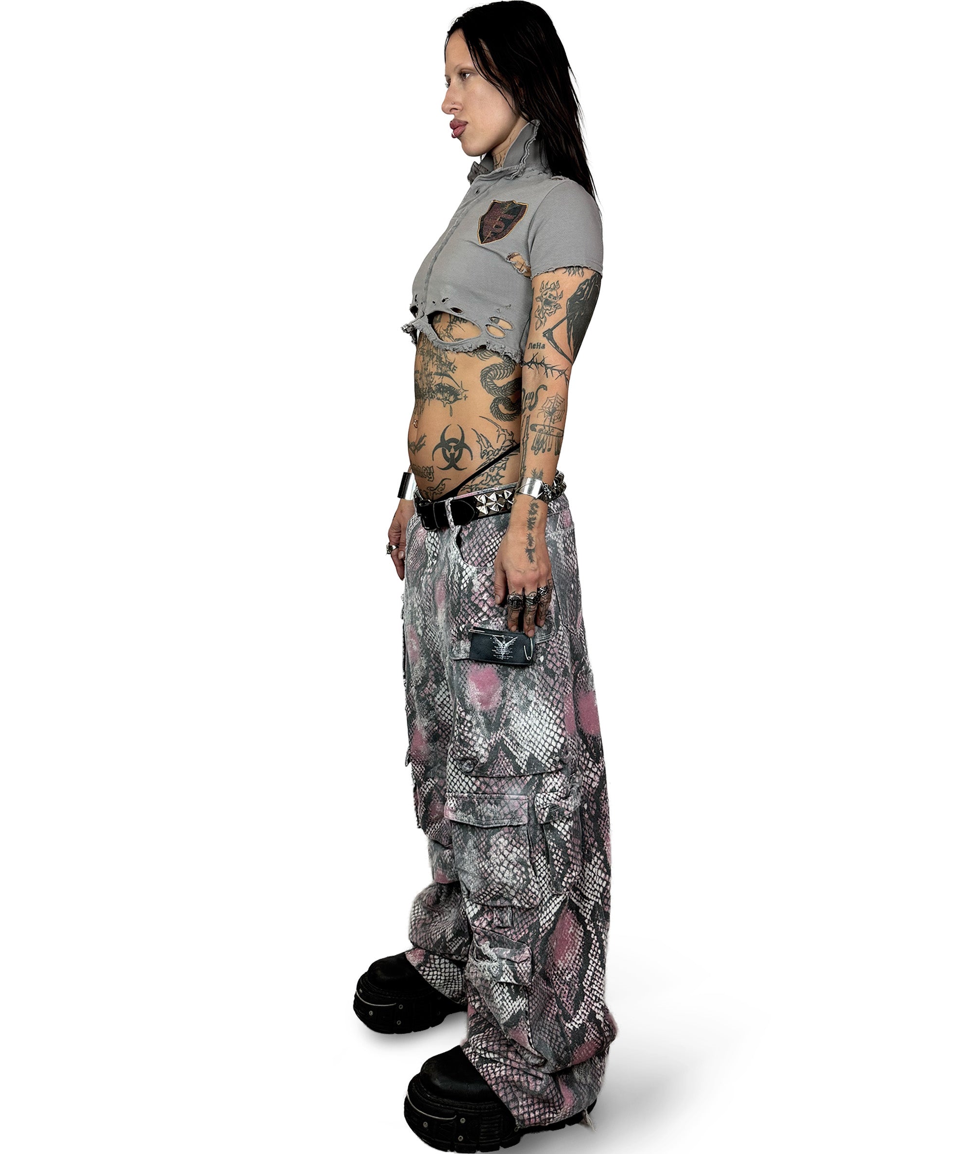 PINK PYTHON CARGO PANTS | UNISEX