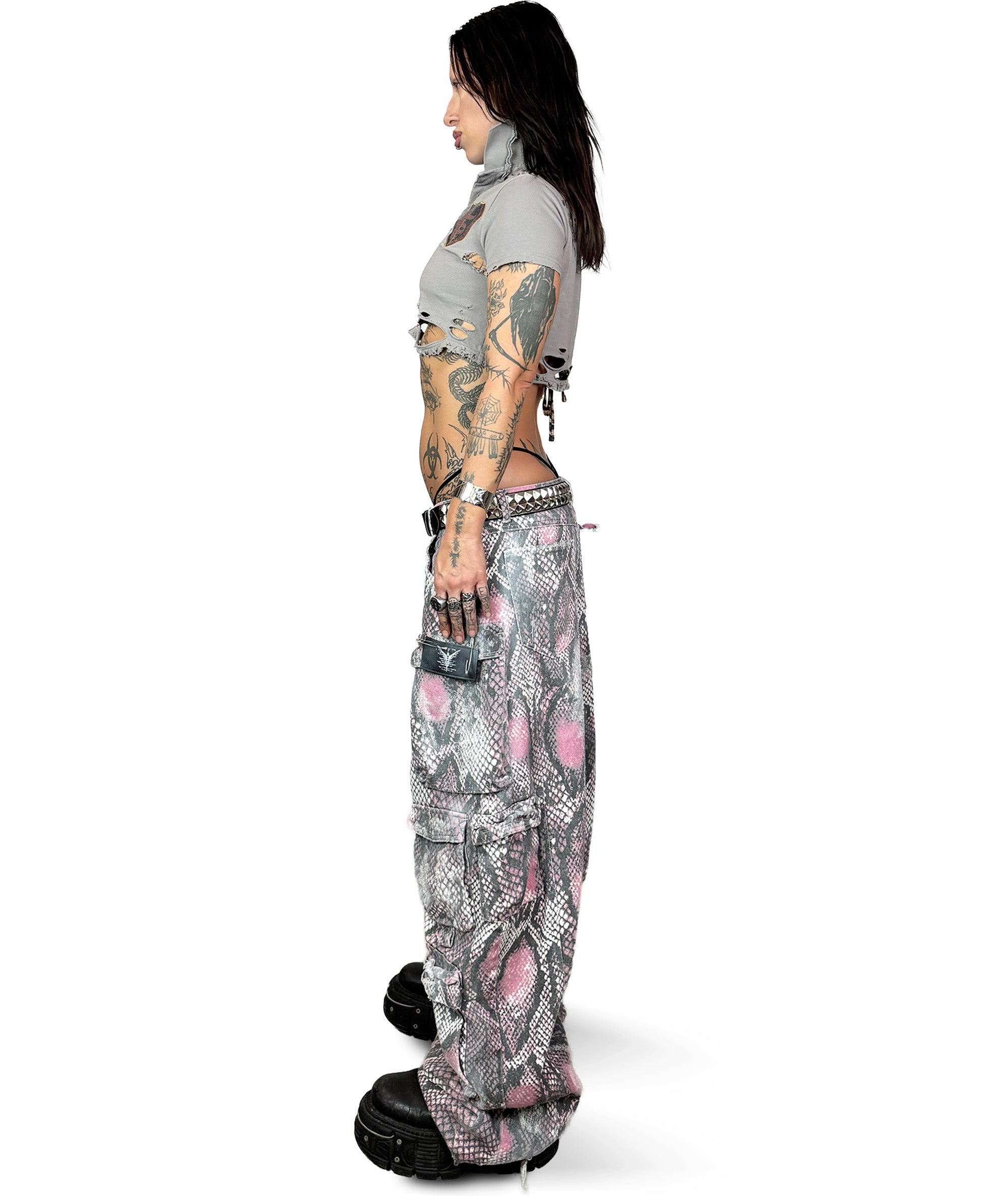 PINK PYTHON CARGO PANTS | UNISEX