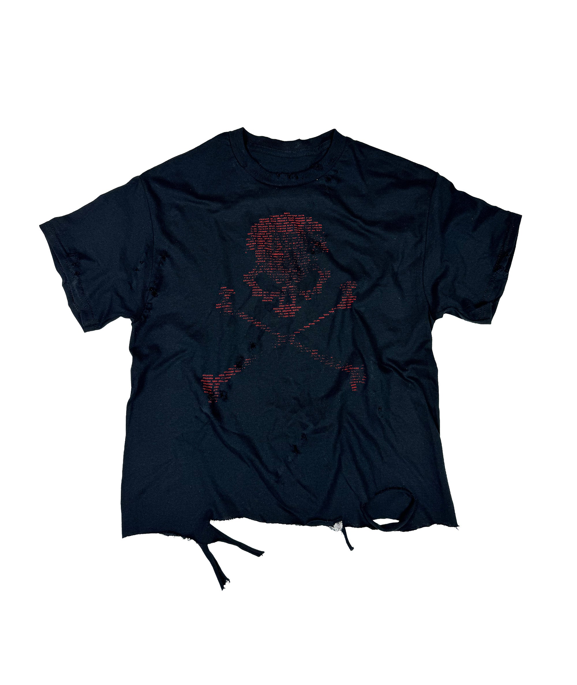 CONSUME MORE - DISTRESSED T-SHIRT | BLACK/RED UNISEX