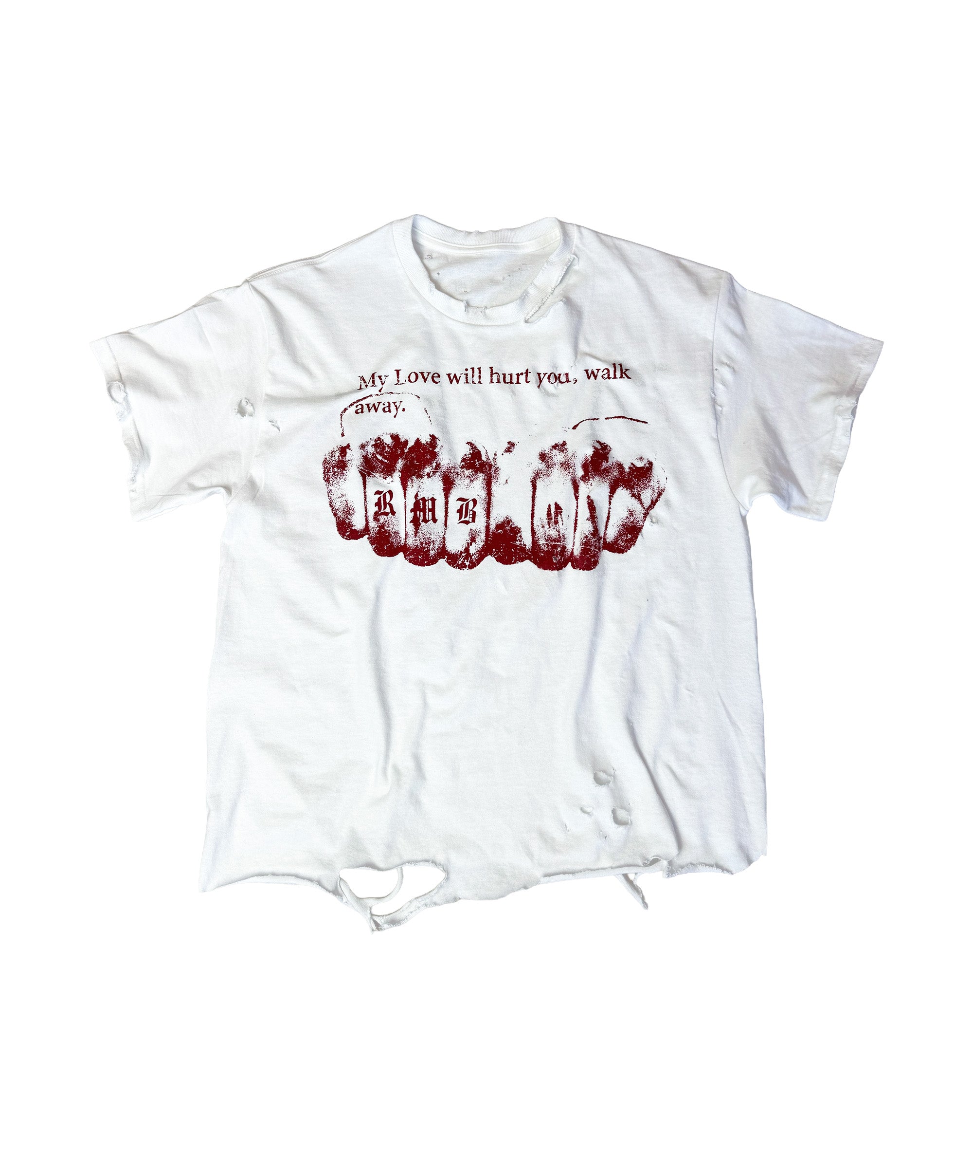 BARE KNUCKLE - DISTRESSED T-SHIRT | WHITE, UNISEX