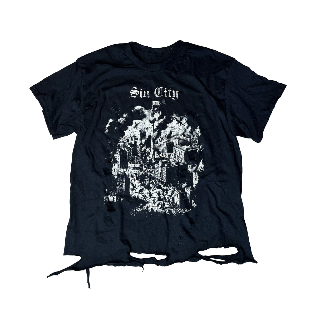 SIN CITY - DISTRESSED T-SHIRT | BLACK/WHITE UNISEX