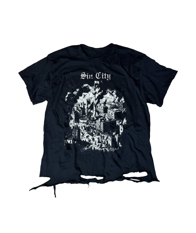 SIN CITY - DISTRESSED T-SHIRT | BLACK/WHITE UNISEX
