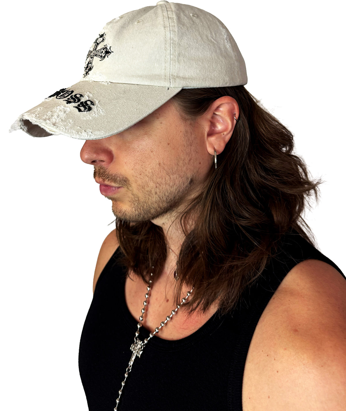 ENDBOSS - CAP - DISTRESSED, STONE WASHED - OFF WHITE