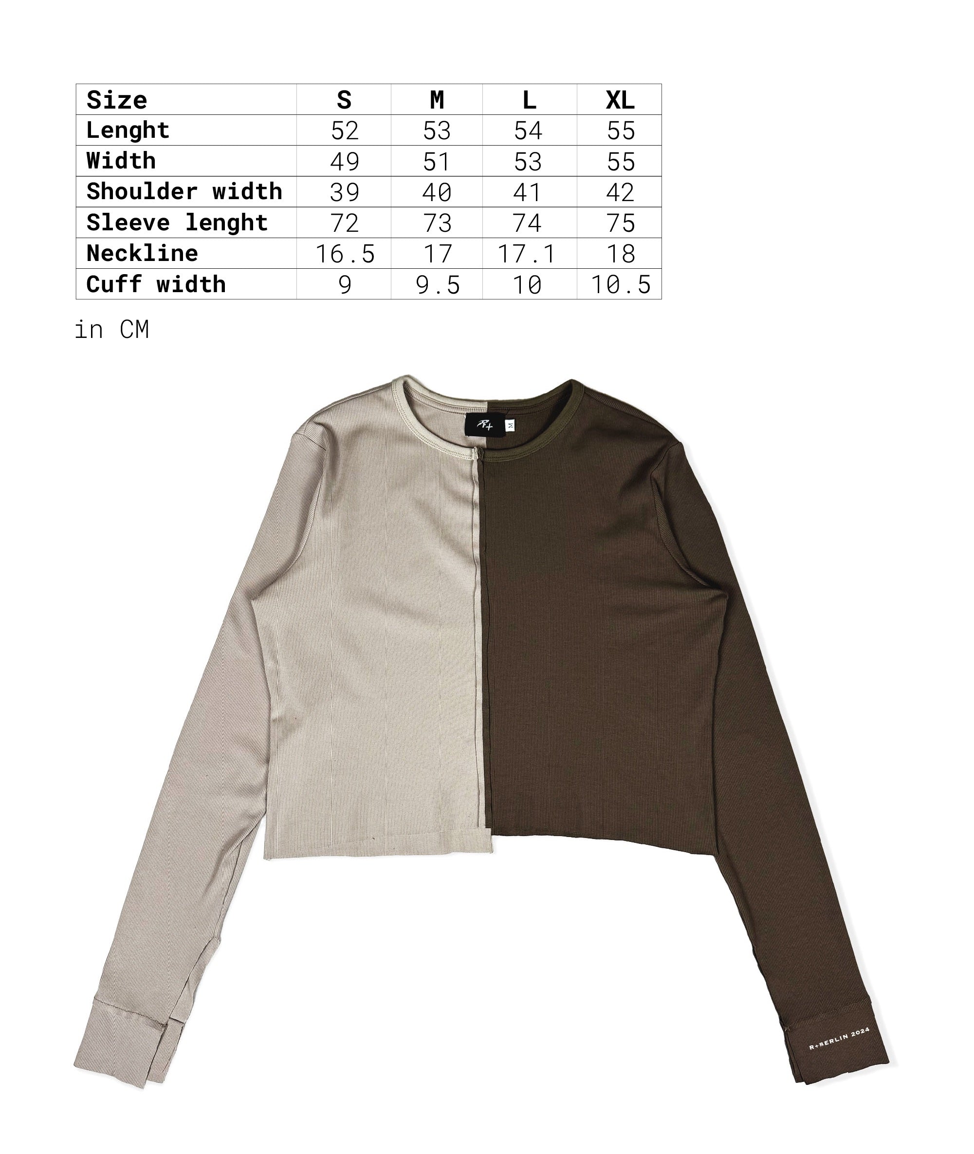 cropped longslevee in beige and brown